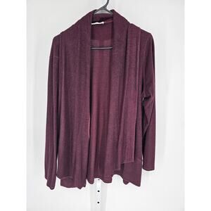 August Mist Womens Sz 1X Open Front Lightweight Cardigan Sweater Dark Purple